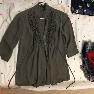 Olive green chiffon blouse